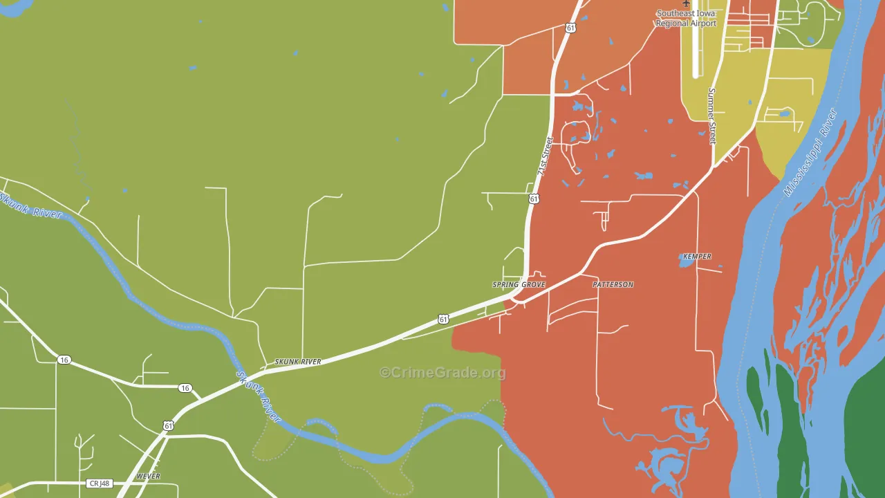 Spring Grove, IA Map of Assault Rates