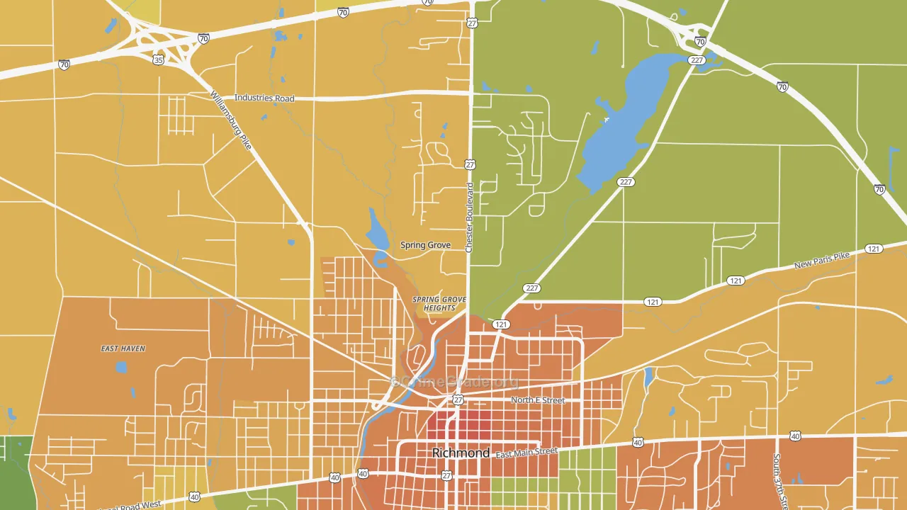 Spring Grove, IN Map of Assault Rates