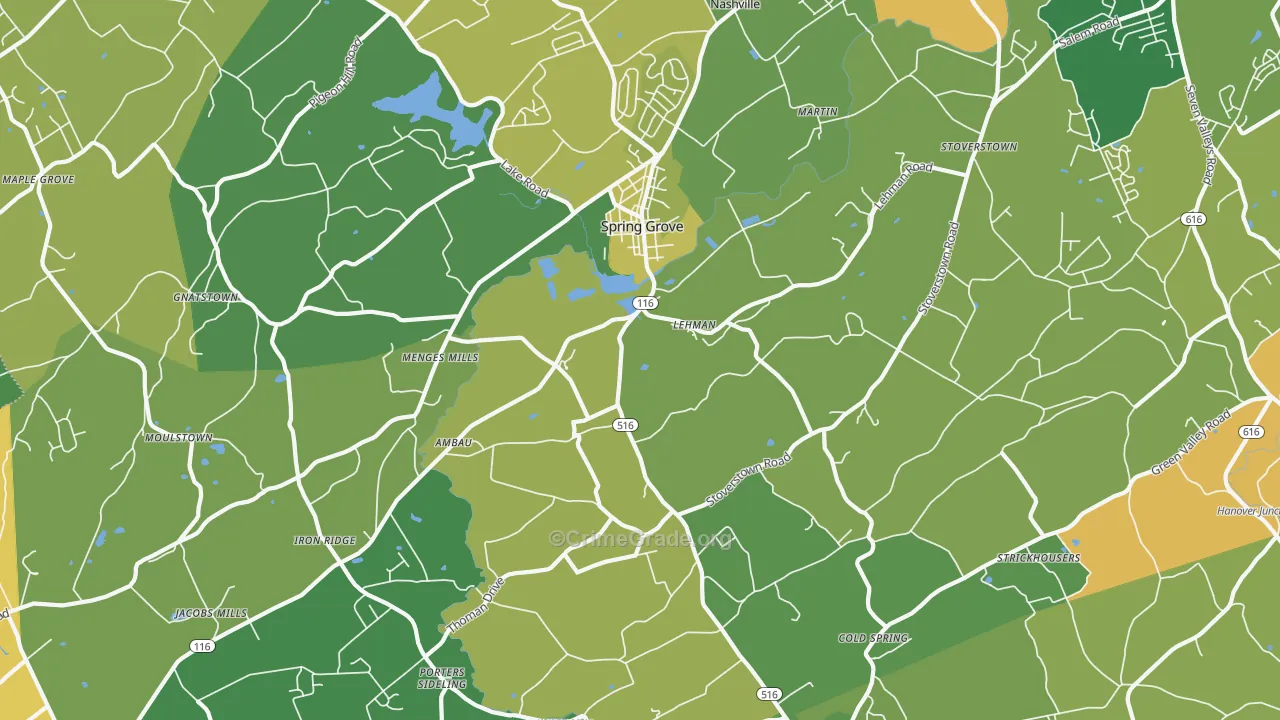 Spring Grove, PA Map of Assault Rates