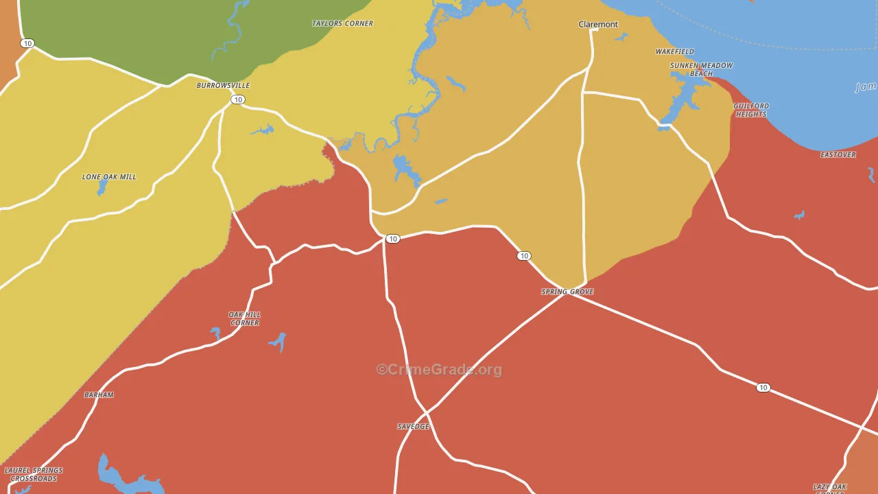 Spring Grove, VA Map of Assault Rates
