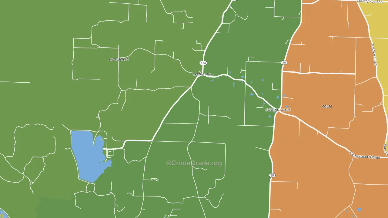 Spring Hill, AR Map of Assault Rates