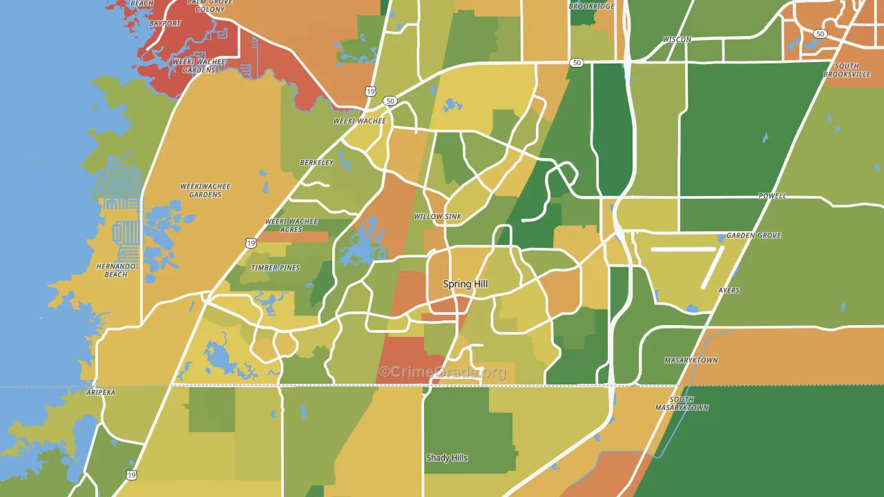 Spring Hill, FL Map of Assault Rates
