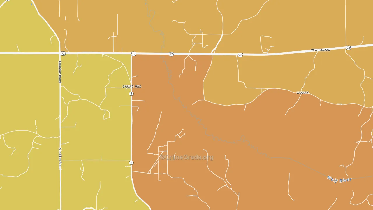 Spring Hill, MS Map of Assault Rates