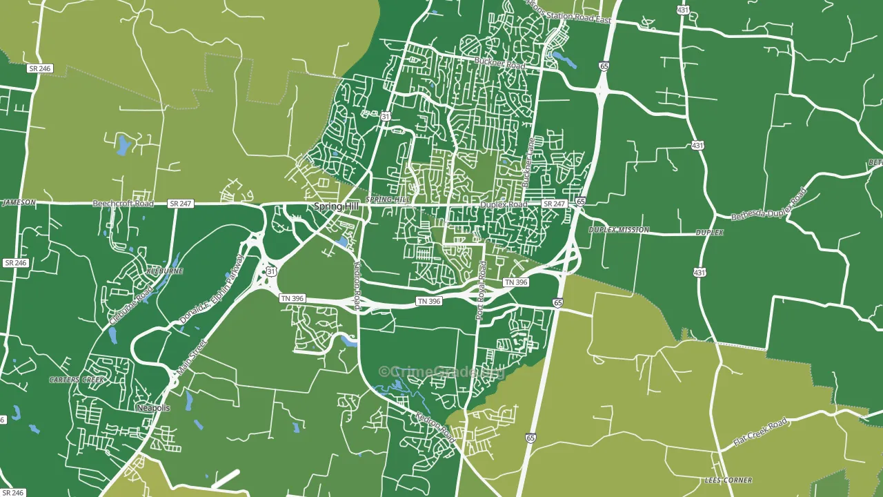 Spring Hill, TN Map of Assault Rates