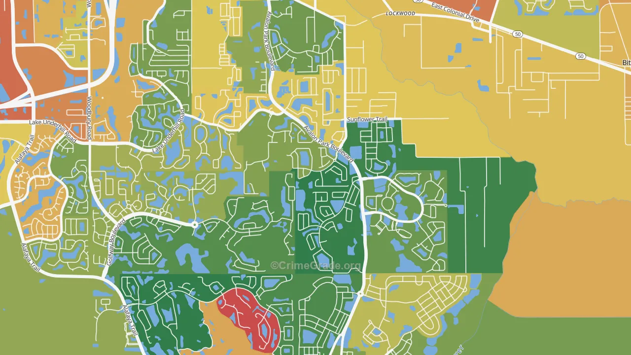 Spring Isle, Alafaya, FL Map of Assault Rates