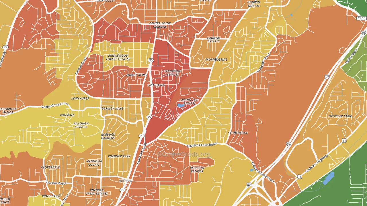 Spring Lake, Birmingham, AL Map of Assault Rates