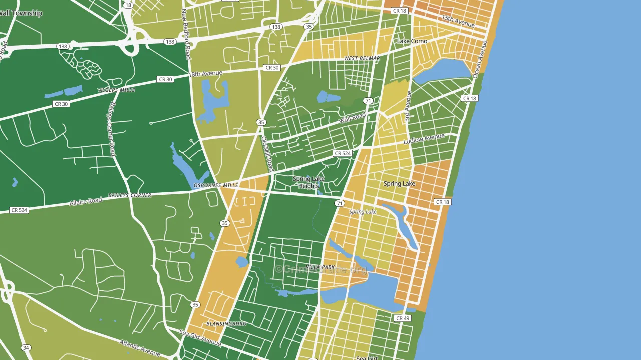 Spring Lake Heights, NJ Map of Assault Rates