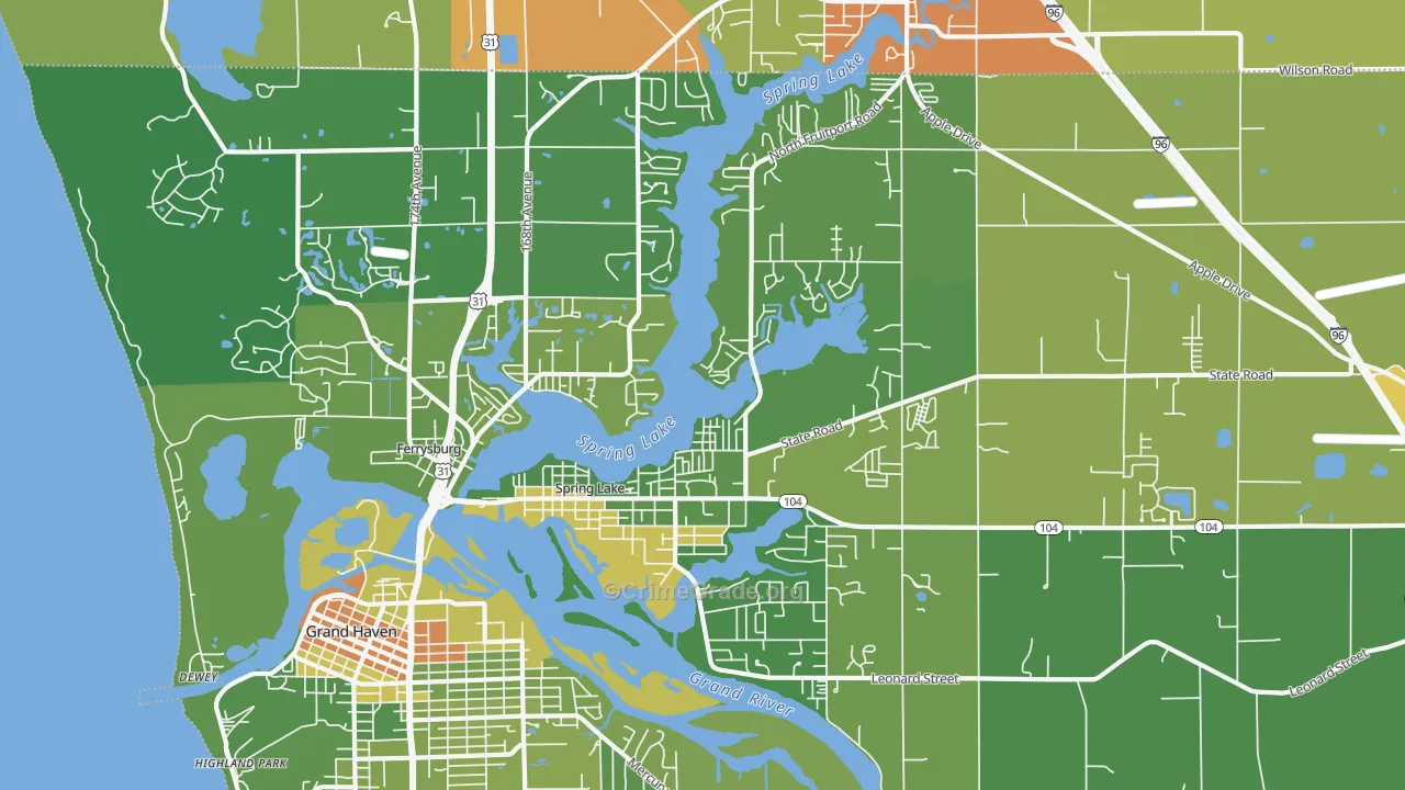 Spring Lake, MI Map of Assault Rates