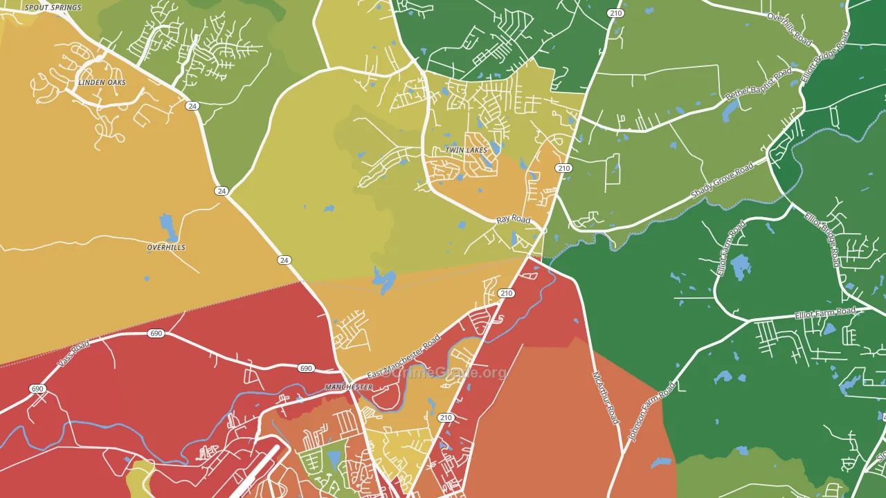 Spring Lake, NC Map of Assault Rates