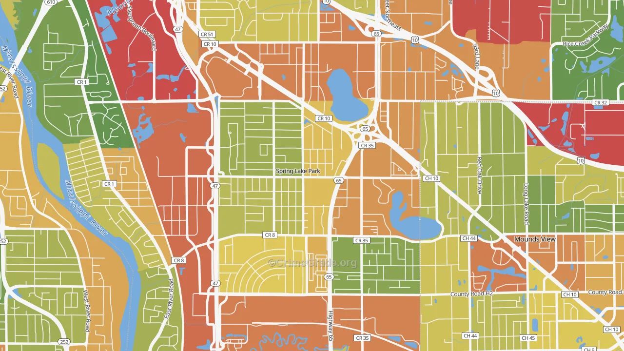 Spring Lake Park, MN Map of Assault Rates