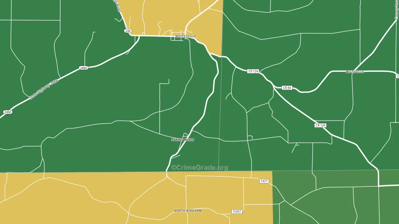 Spring Mills, NY Map of Assault Rates