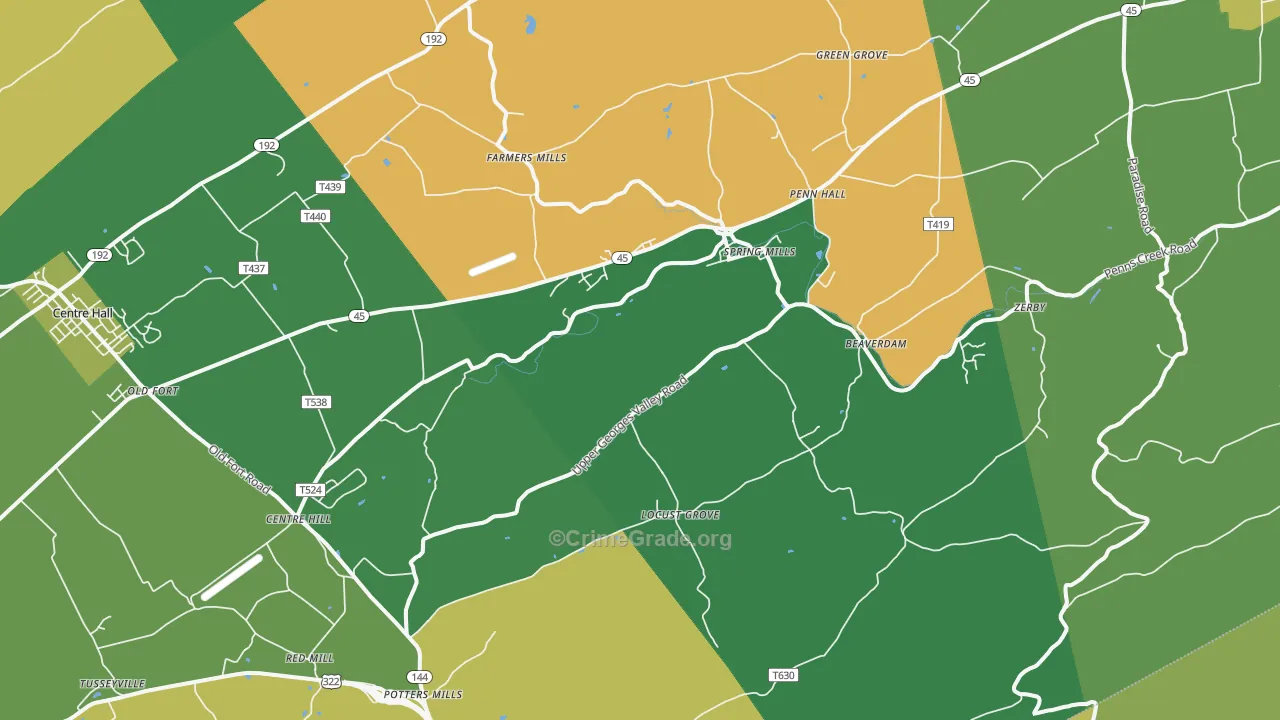 Spring Mills, PA Map of Assault Rates
