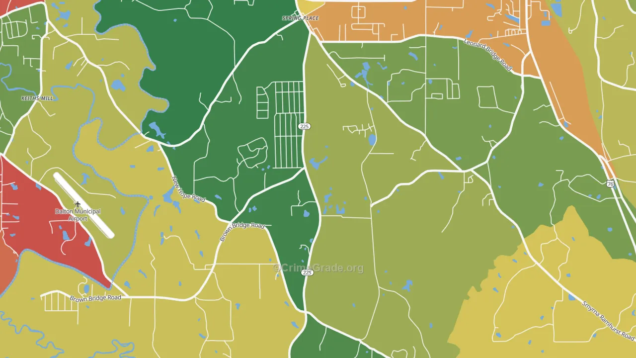 Spring Place, GA Map of Assault Rates