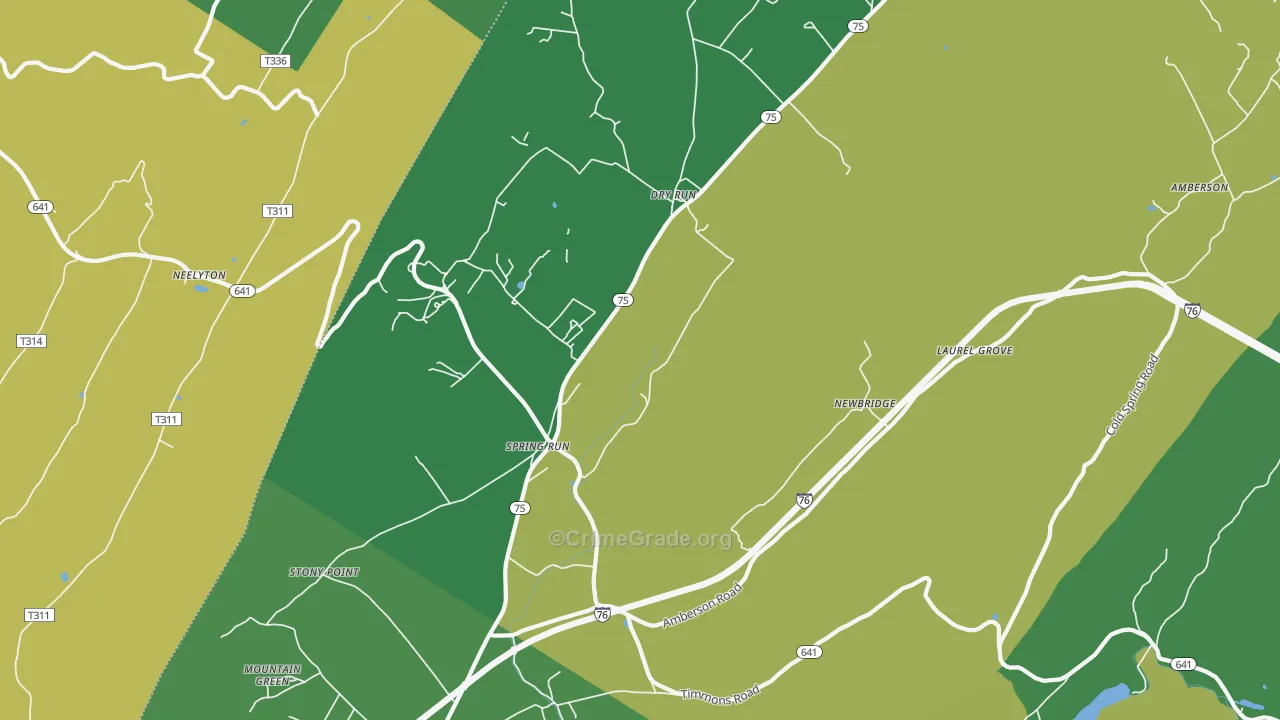 Spring Run, PA Map of Assault Rates