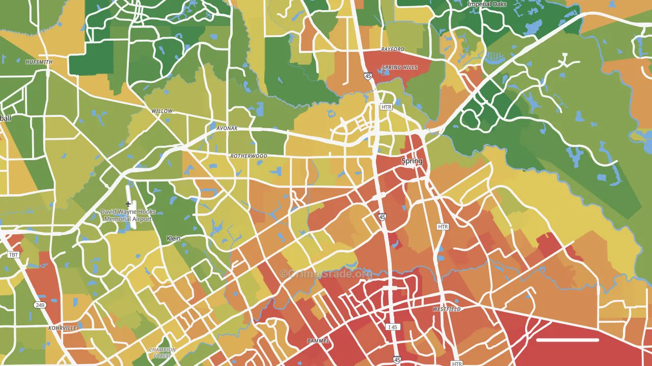 Spring, TX Map of Assault Rates
