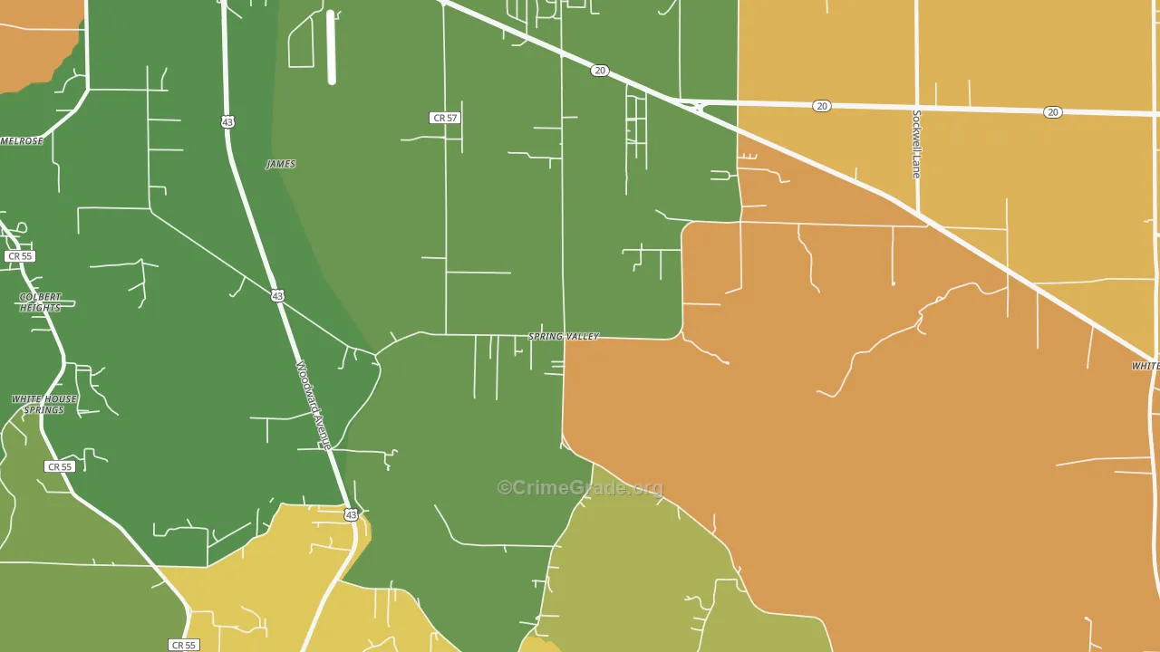 Spring Valley, AL Map of Assault Rates