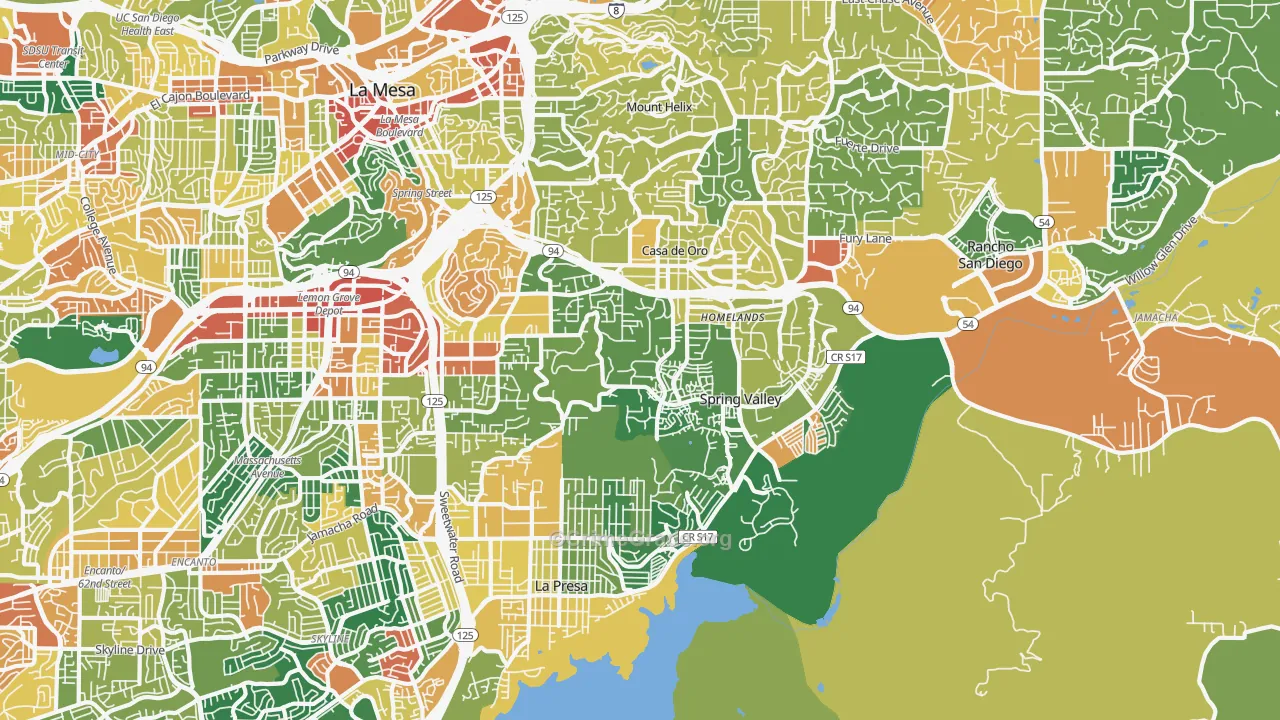Spring Valley, CA Map of Assault Rates