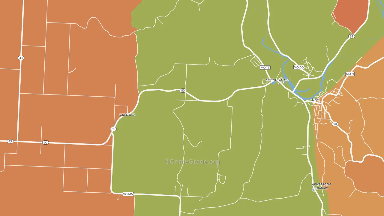 Spring Valley, MO Map of Assault Rates
