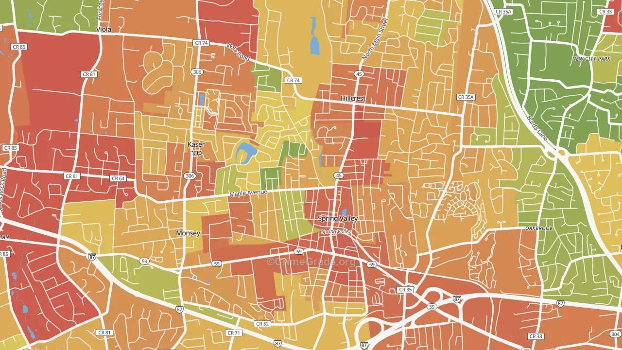 Spring Valley, NY Map of Assault Rates