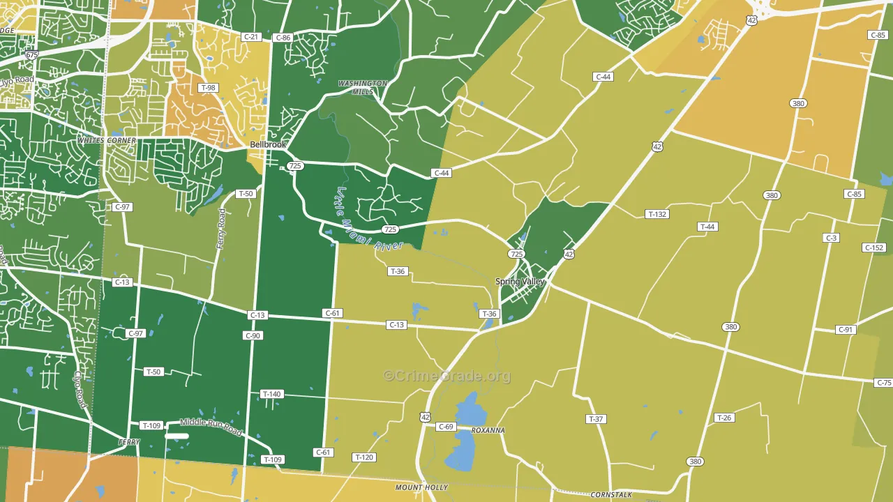 Spring Valley, OH Map of Assault Rates