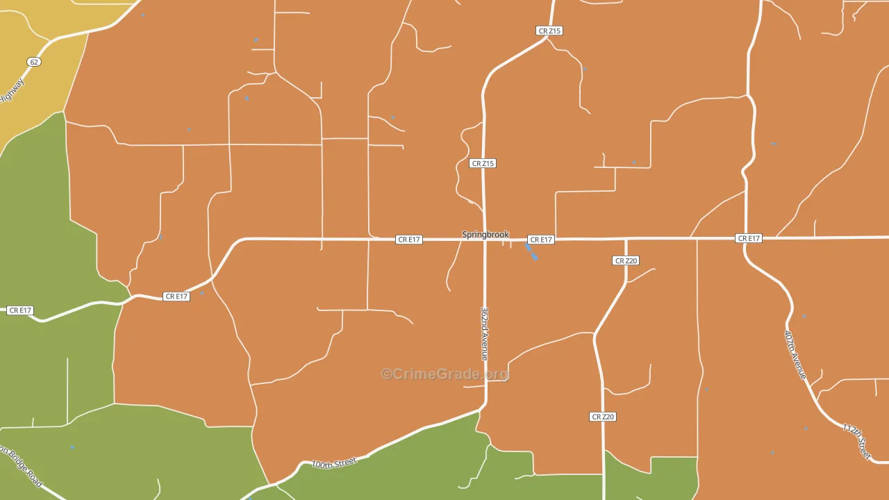 Springbrook, IA Map of Assault Rates