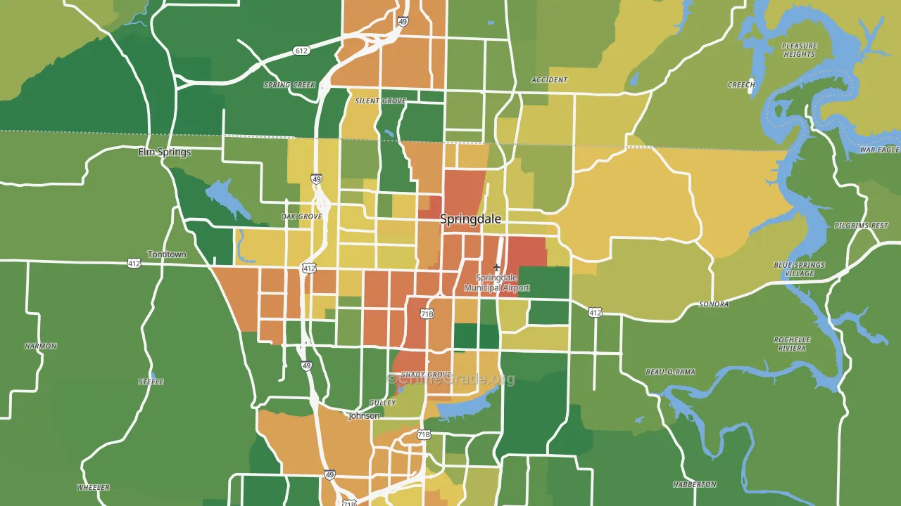 Springdale, AR Map of Assault Rates