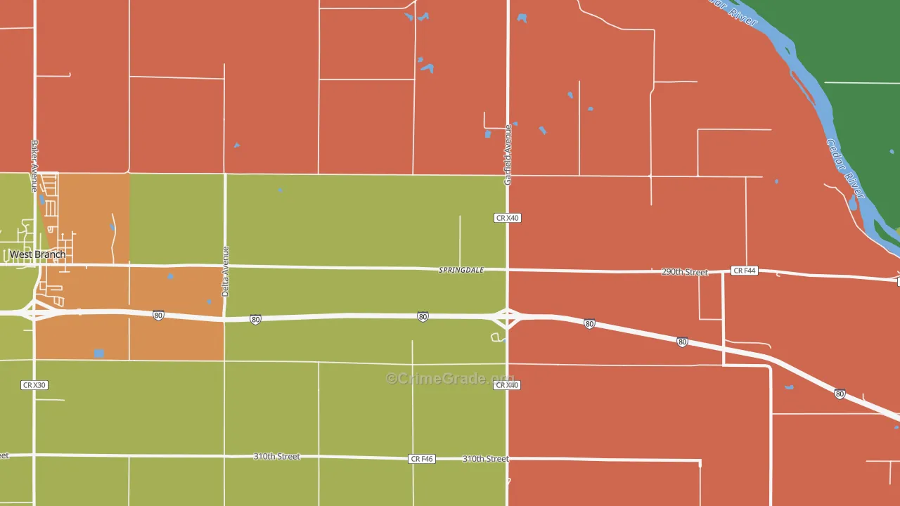 Springdale, IA Map of Assault Rates