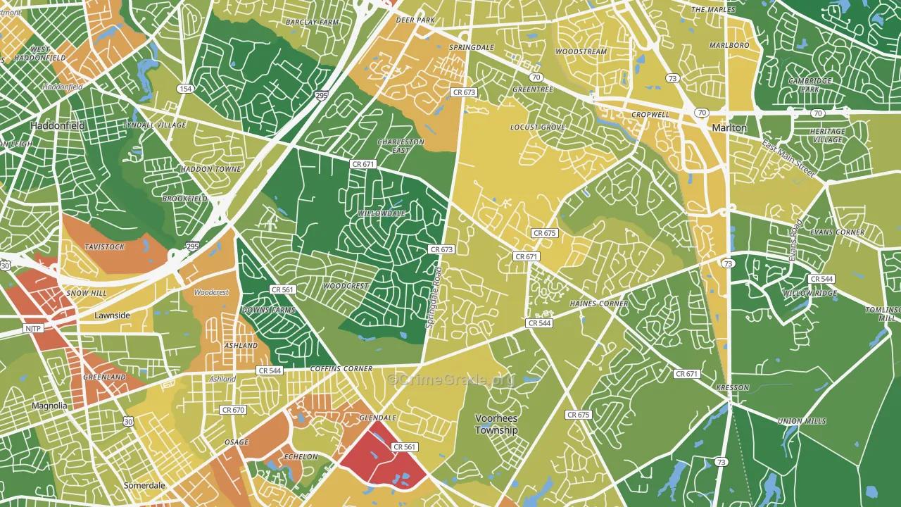 Springdale, NJ Map of Assault Rates