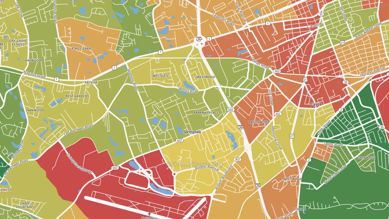 Springdale, SC Map of Assault Rates