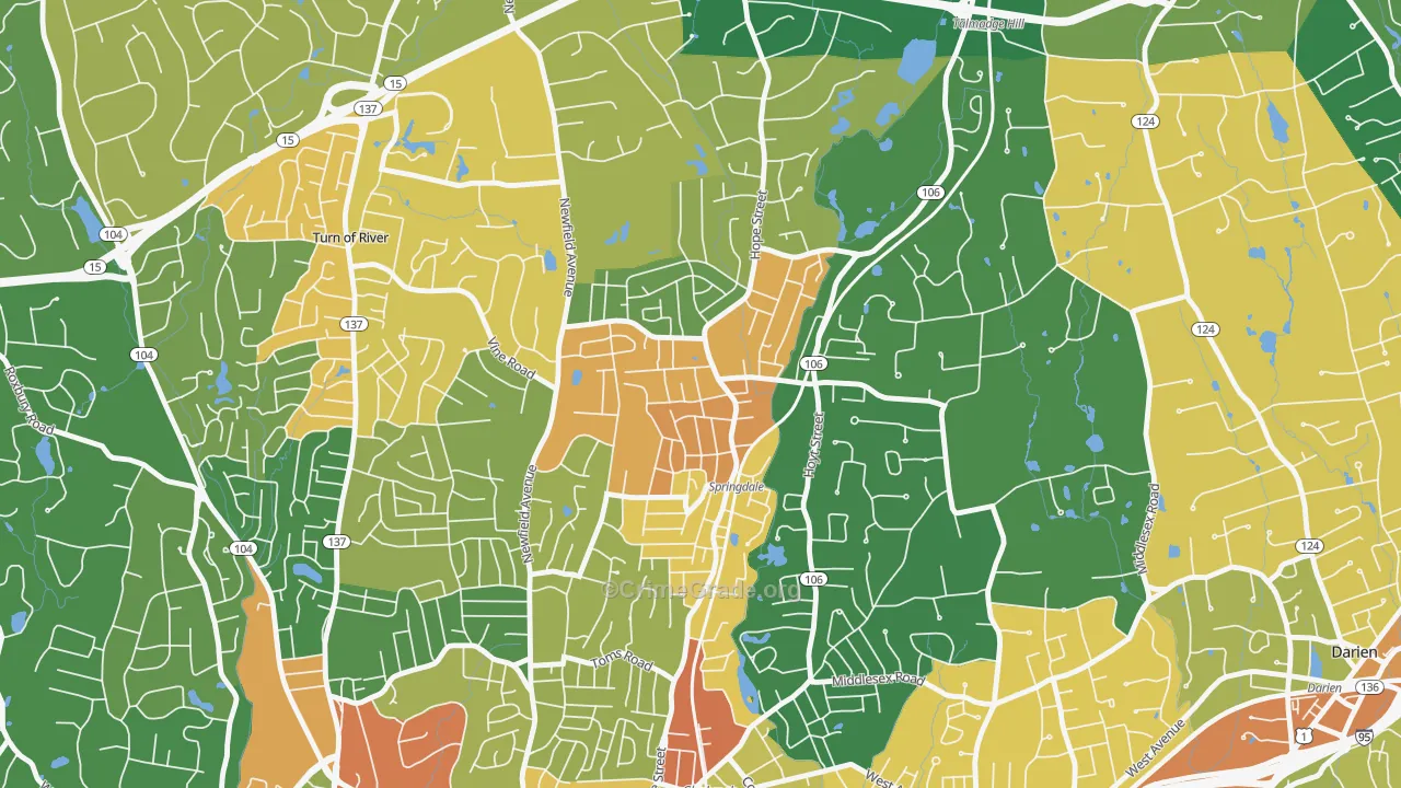 Springdale, Stamford, CT Map of Assault Rates