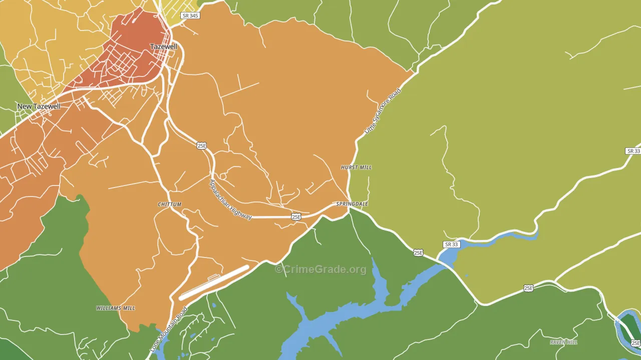 Springdale, TN Map of Assault Rates