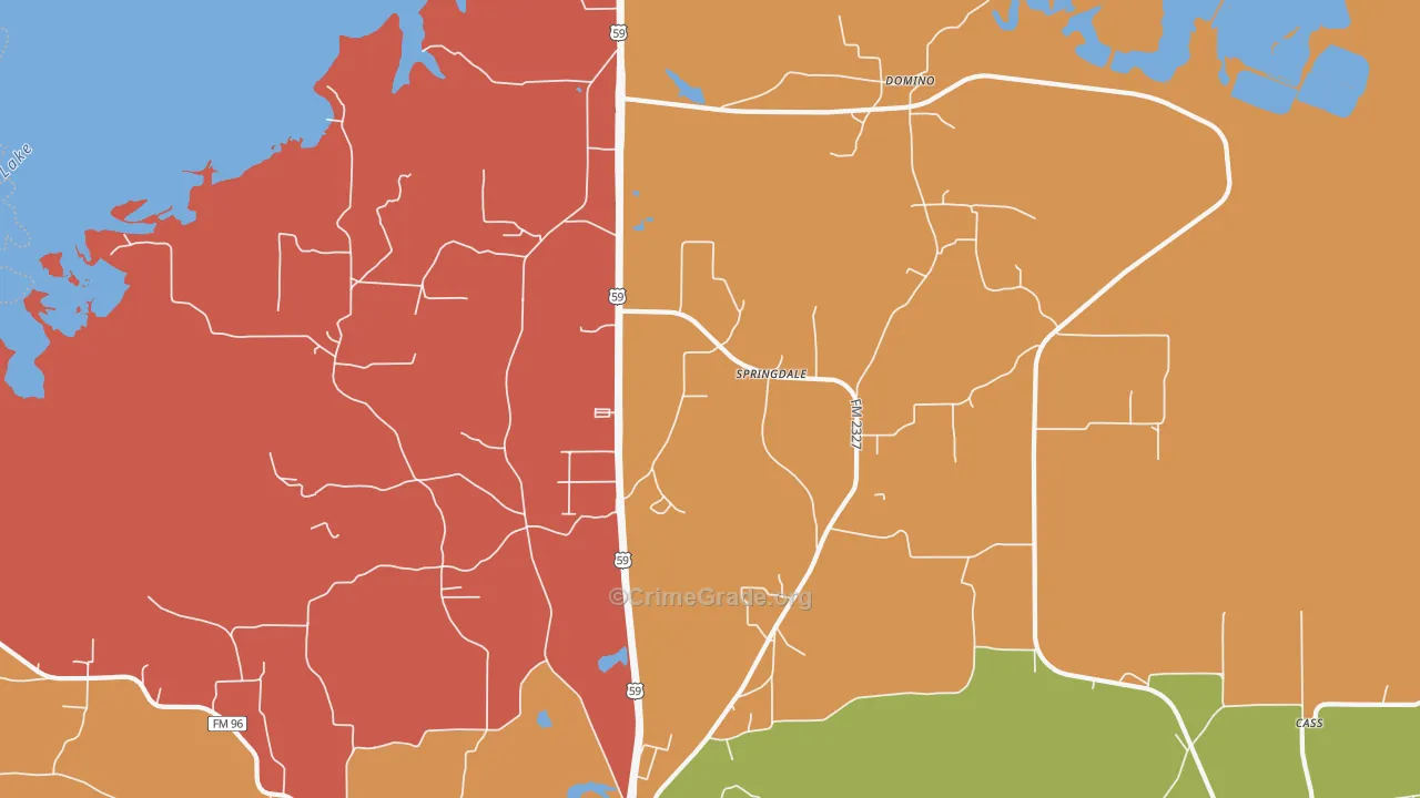 Springdale, TX Map of Assault Rates