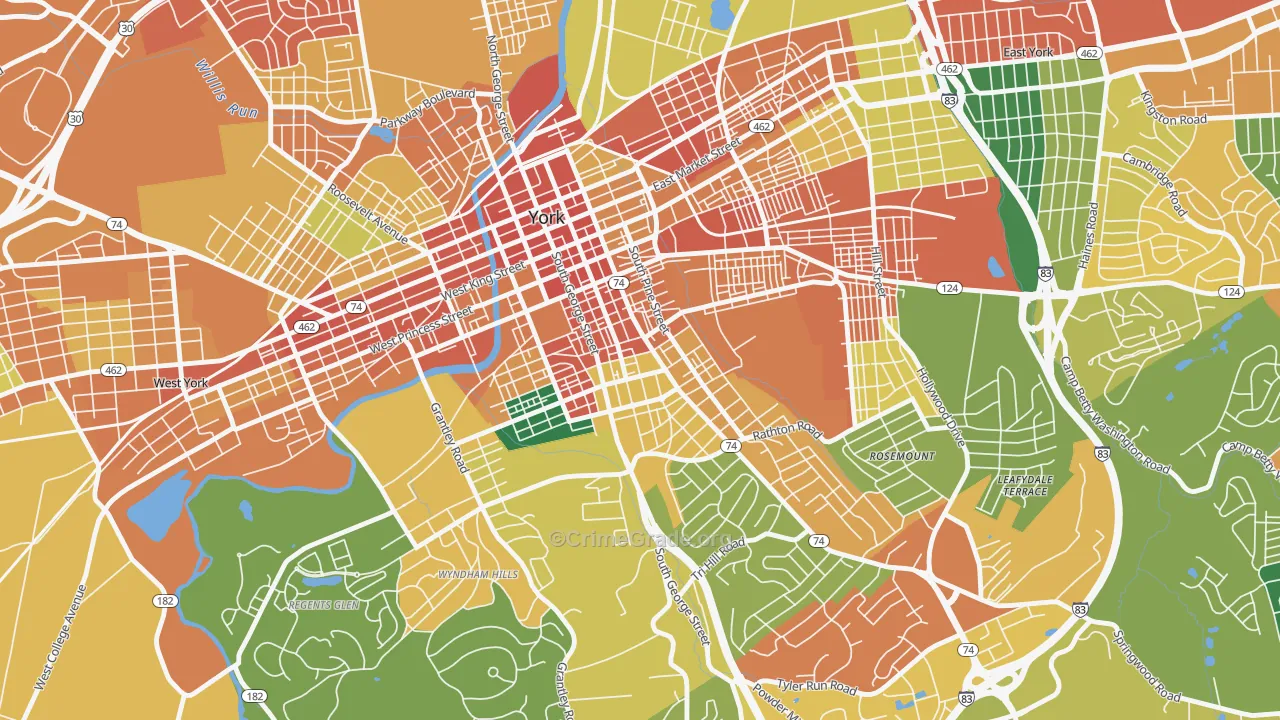 Springdale, York, PA Map of Assault Rates