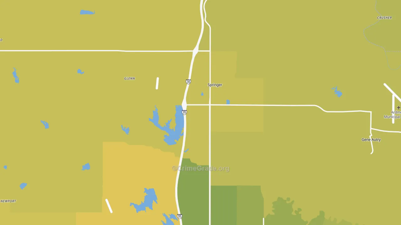 Springer, OK Map of Assault Rates