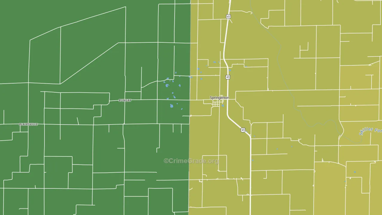 Springerton, IL Map of Assault Rates