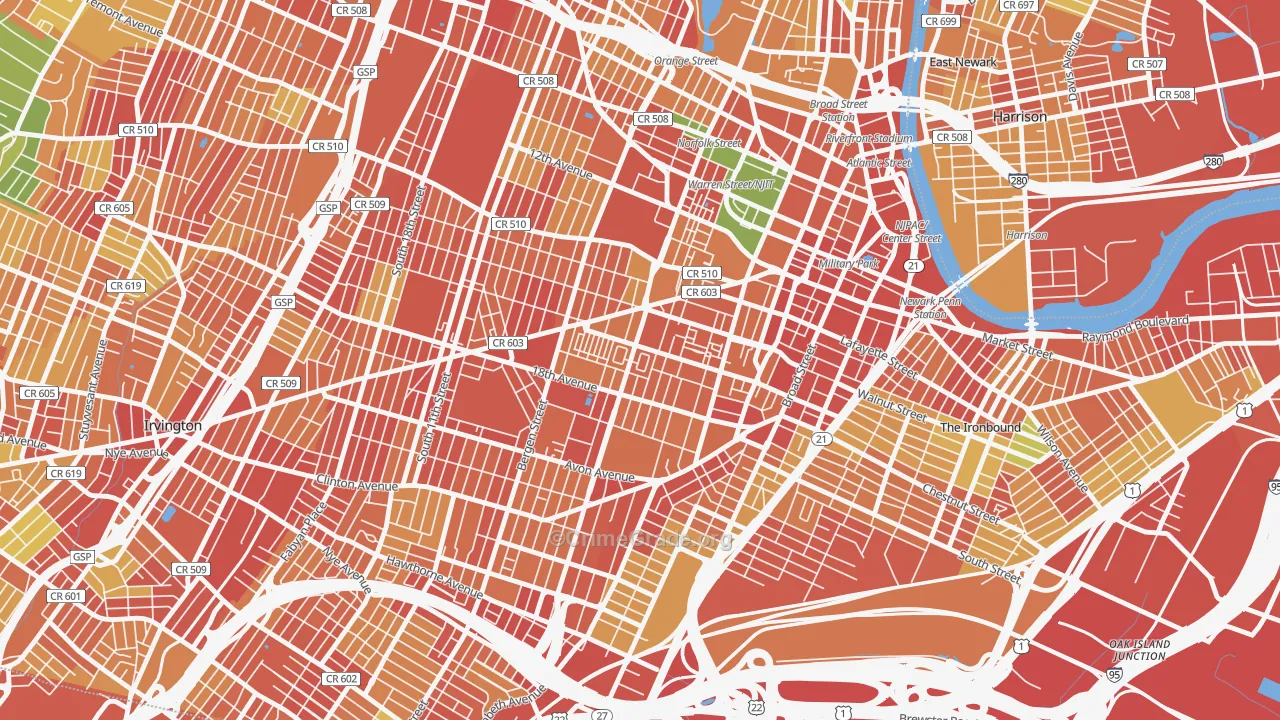 Springfield-Belmont, Newark, NJ Map of Assault Rates