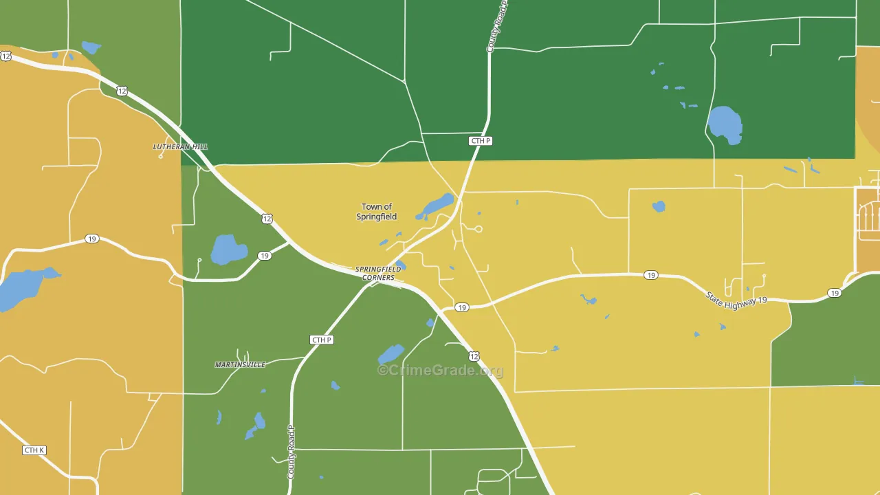 Springfield Corners, WI Map of Assault Rates