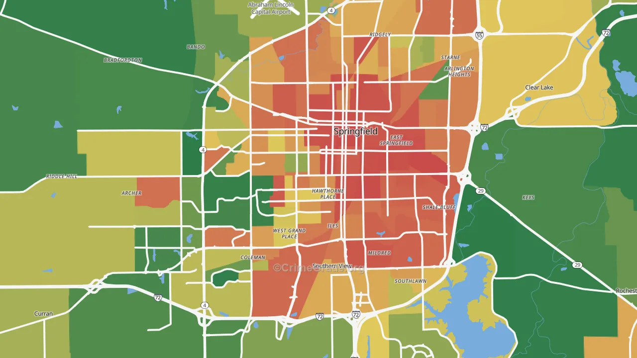 Springfield, IL Map of Assault Rates