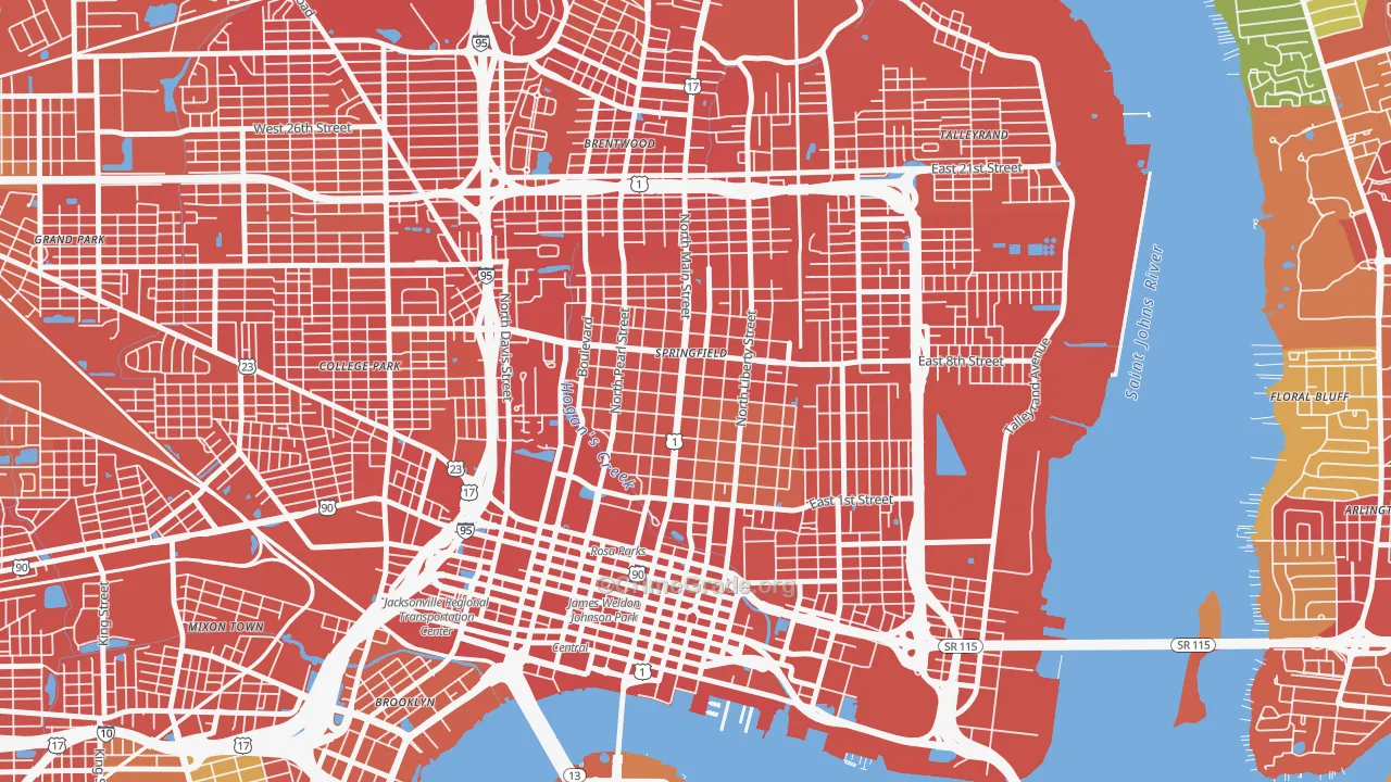 Springfield, Jacksonville, FL Map of Assault Rates