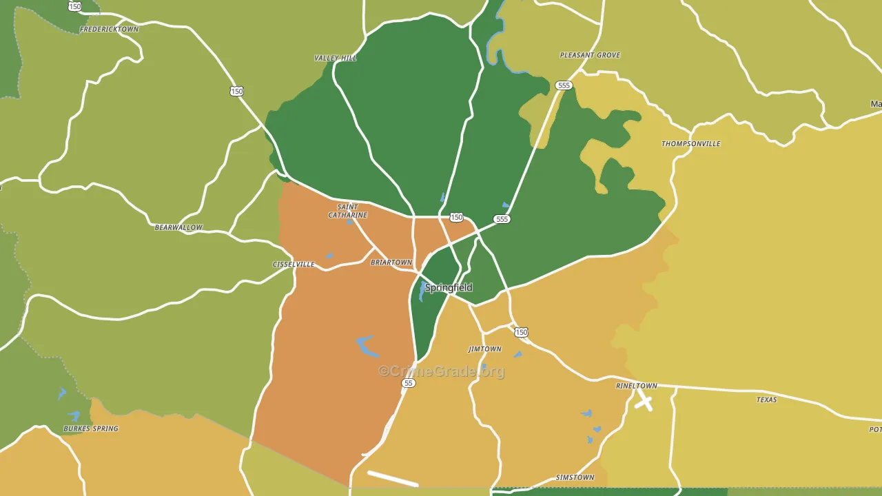 Springfield, KY Map of Assault Rates