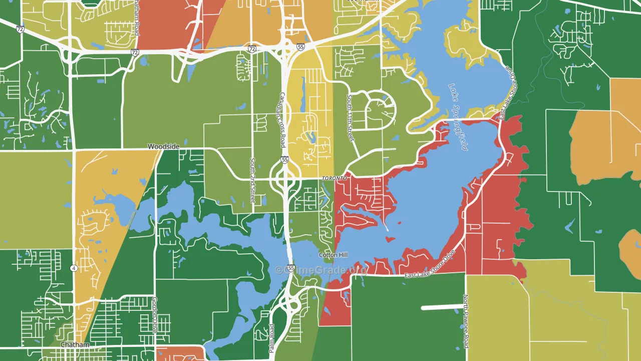 Springfield Lake Shore Improvement, Springfield, IL Map of Assault Rates