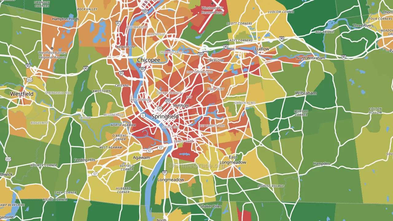Springfield, MA Map of Assault Rates
