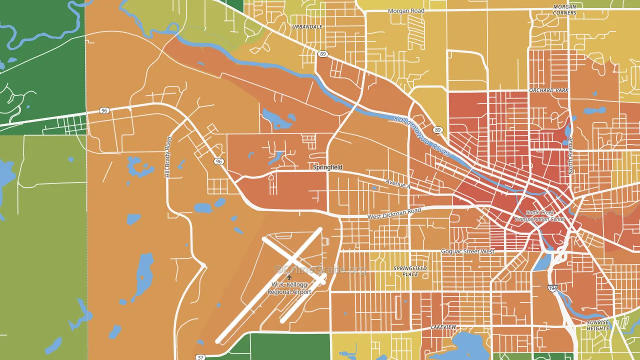 Springfield, MI Map of Assault Rates
