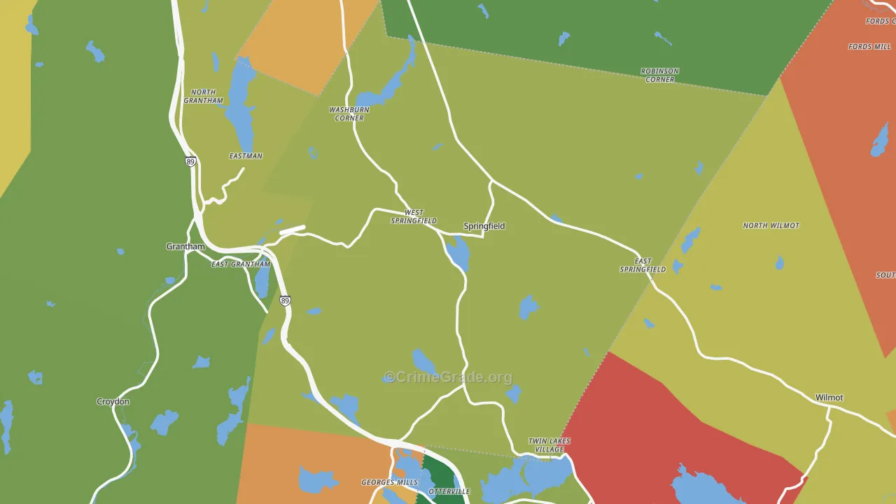 Springfield, NH Map of Assault Rates