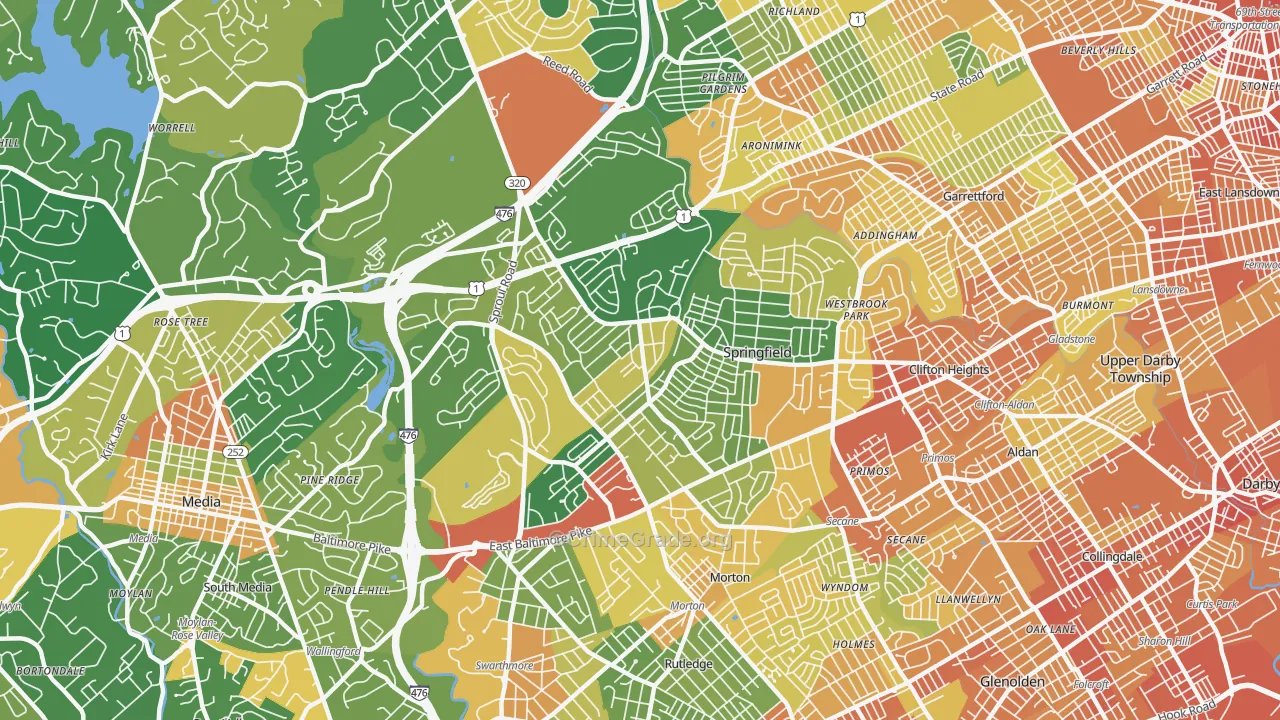 Springfield, PA Map of Assault Rates