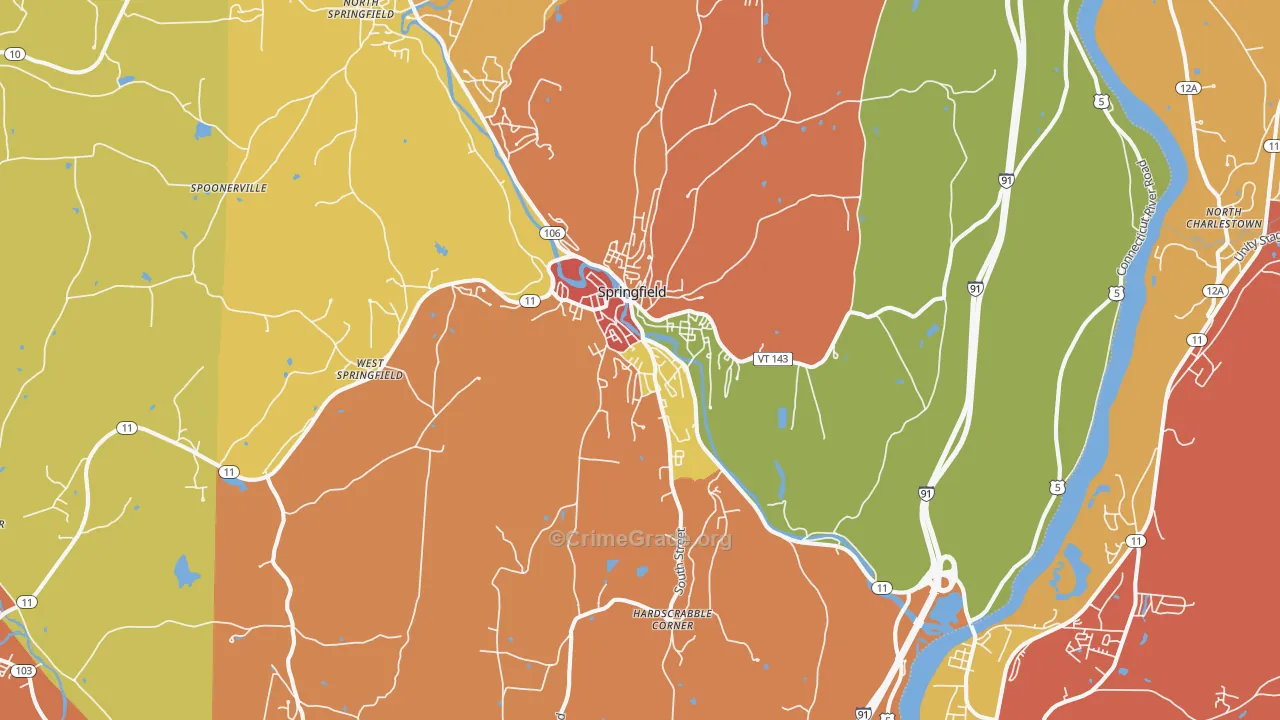 Springfield, VT Map of Assault Rates