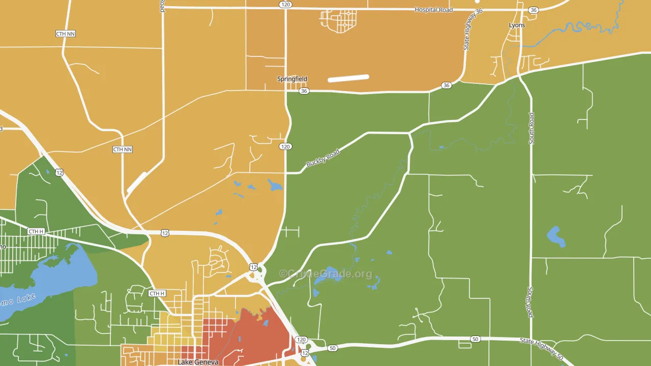 Springfield, WI Map of Assault Rates