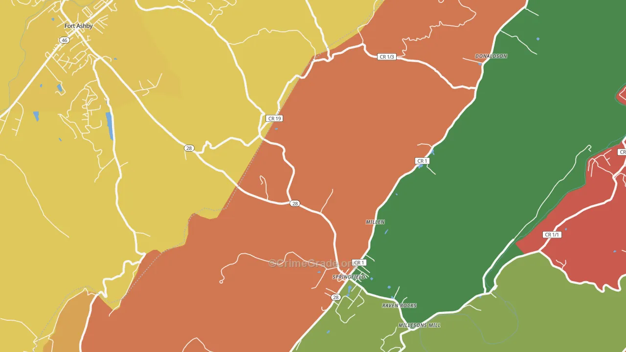 Springfield, WV Map of Assault Rates