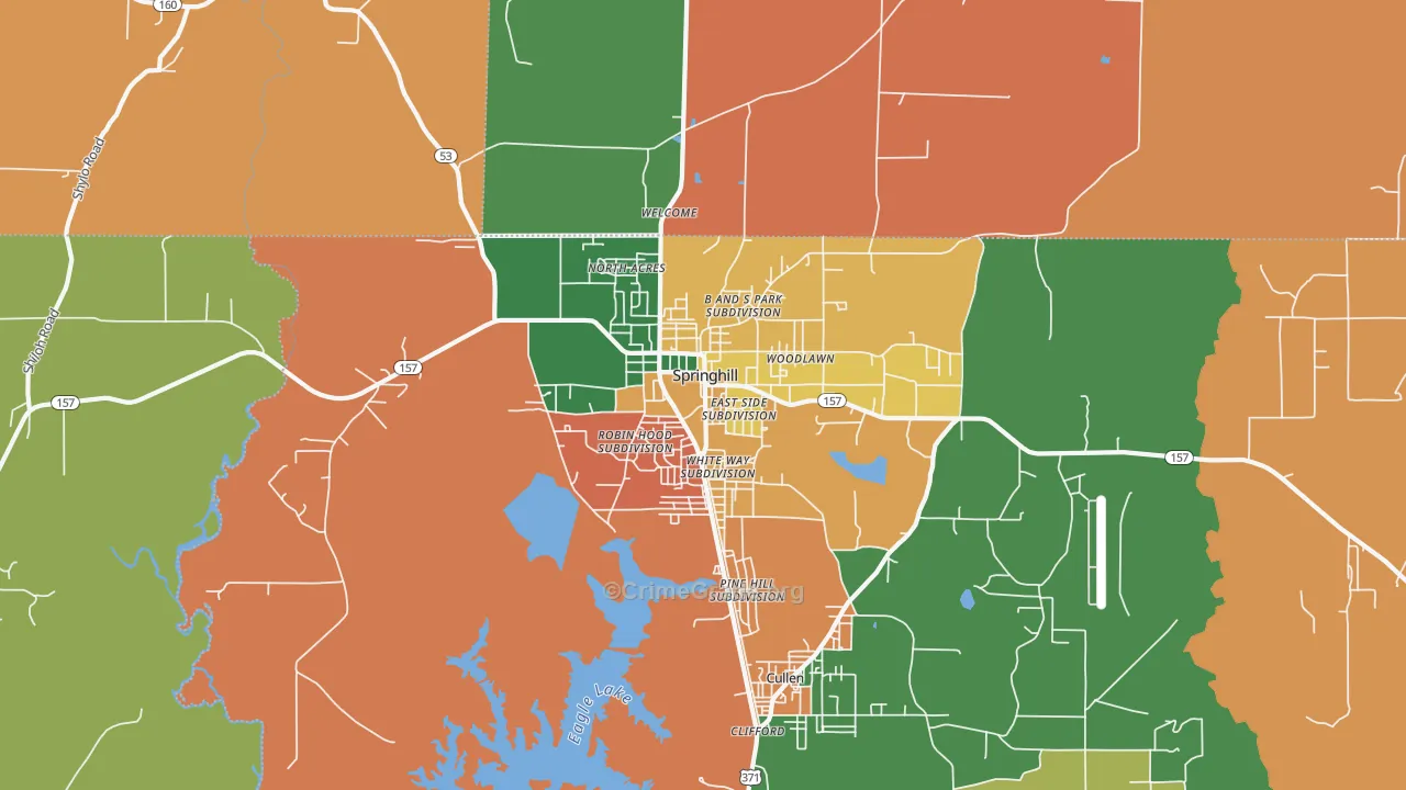 Springhill, LA Map of Assault Rates