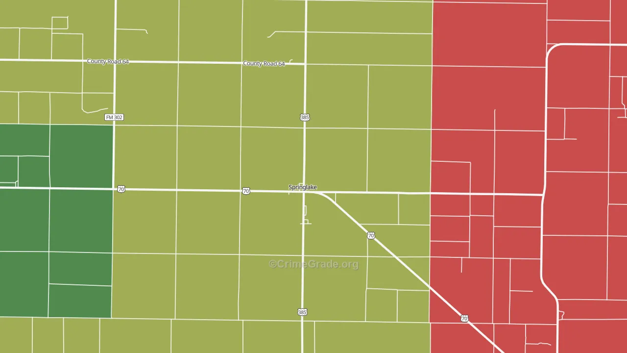 Springlake, TX Map of Assault Rates
